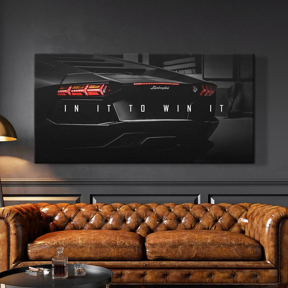 EZPZ Chase Your Dream Quote Luxury Sports Car Motivational Canvas And Poster Wall Art Print Inspirational Entrepreneur Office Decor
