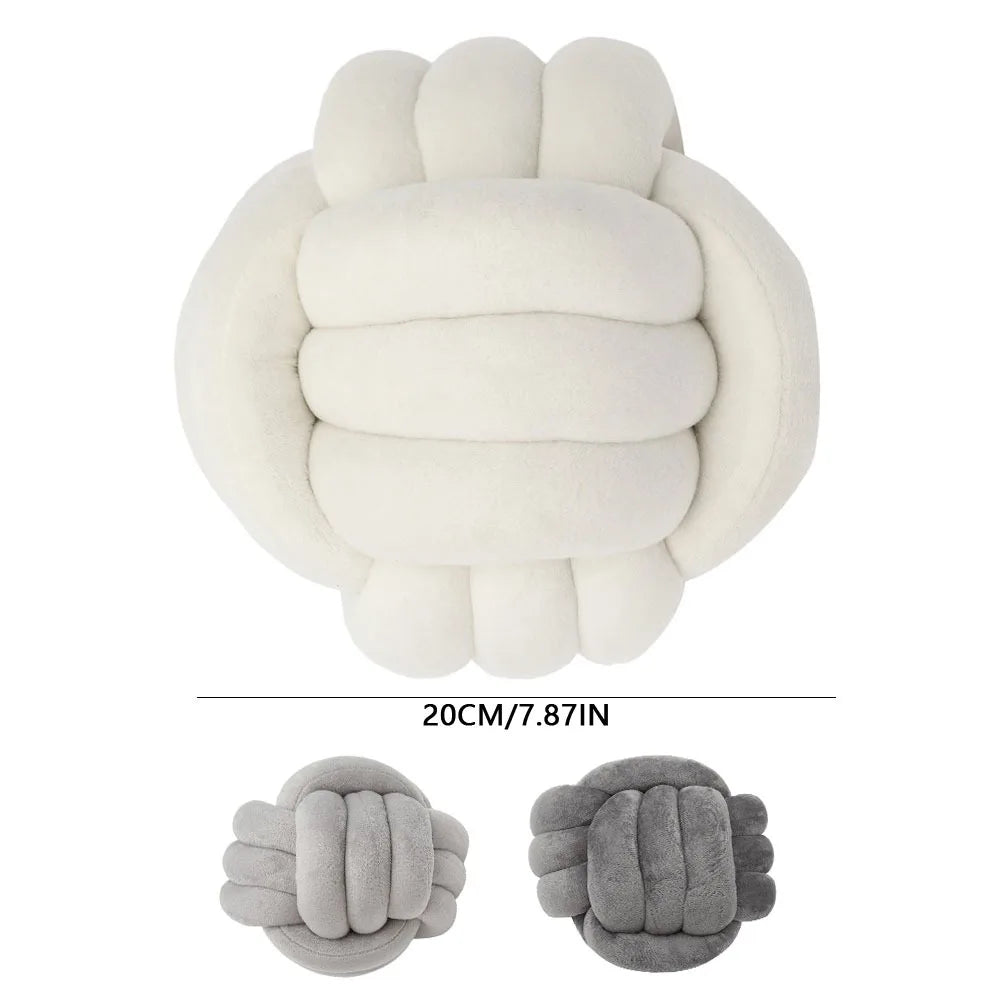 EZPZ Warm Nordic Style Round Pillow Cushion Velvet Knotted  Cushion Solid Baby Rest Sleep Dolls Stuffed Kid Adult Bedroom Decor