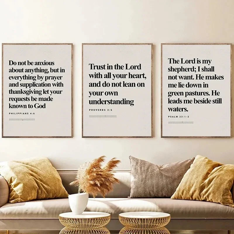 EZPZ Inspiring Modern Bible Proverbs Canvas Print Easter Christian Quotes Wall Art Poster Pictures for Modern Living Room H