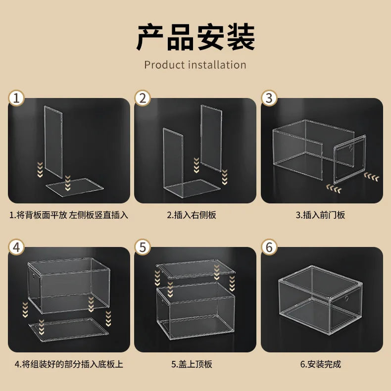 EZPZ Large Sneaker Organizer Box Thickened Transparent Shoe Box with Magnetic Closure Stackable Multi-Layer Shoe Storage Organizer