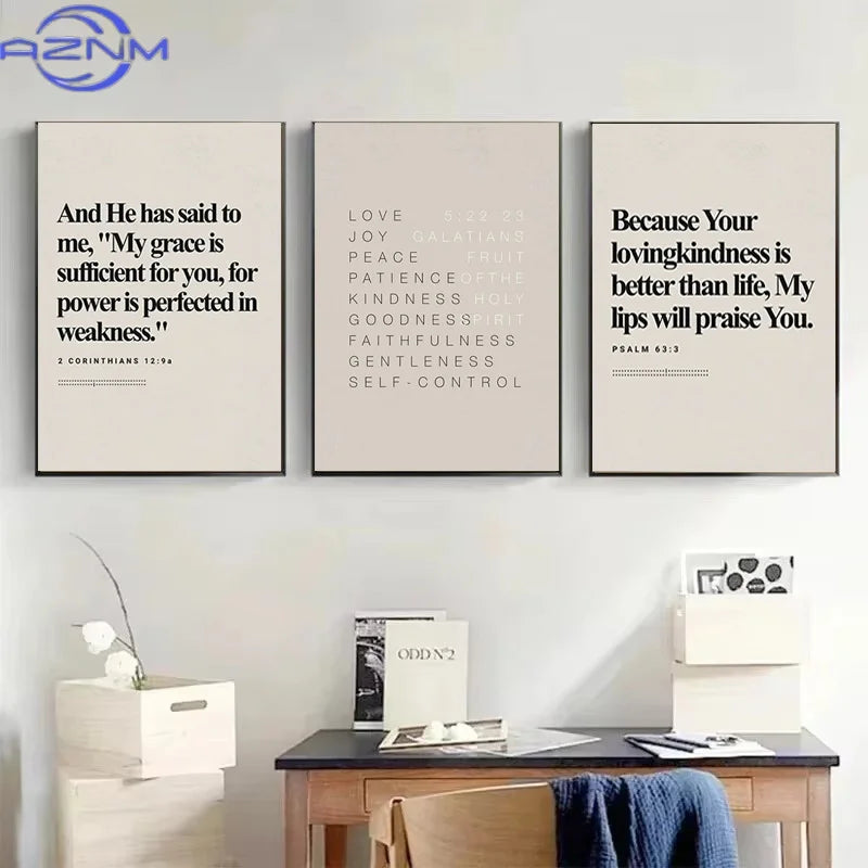 EZPZ Inspiring Modern Bible Proverbs Canvas Print Easter Christian Quotes Wall Art Poster Pictures for Modern Living Room H