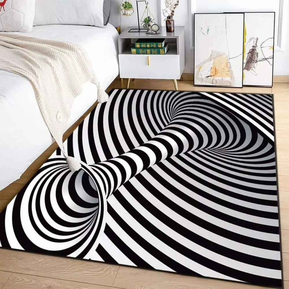 EZPZ 3D Vortex Illusion Carpet Rug for Living Room Decor Bedroom Area Floor Mat Abstract Geometric Optical Vertigo Carpet Non-slip