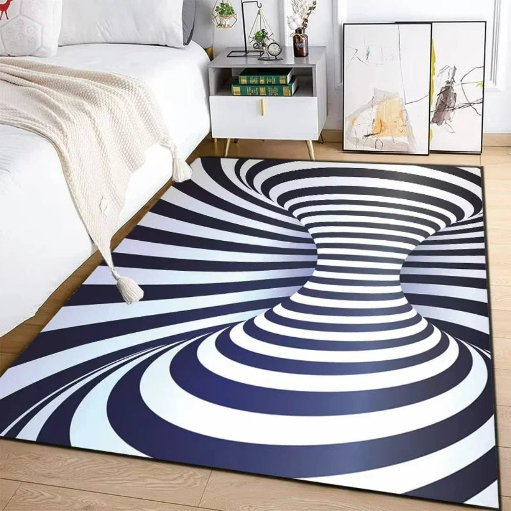 EZPZ 3D Vortex Illusion Carpet Rug for Living Room Decor Bedroom Area Floor Mat Abstract Geometric Optical Vertigo Carpet Non-slip