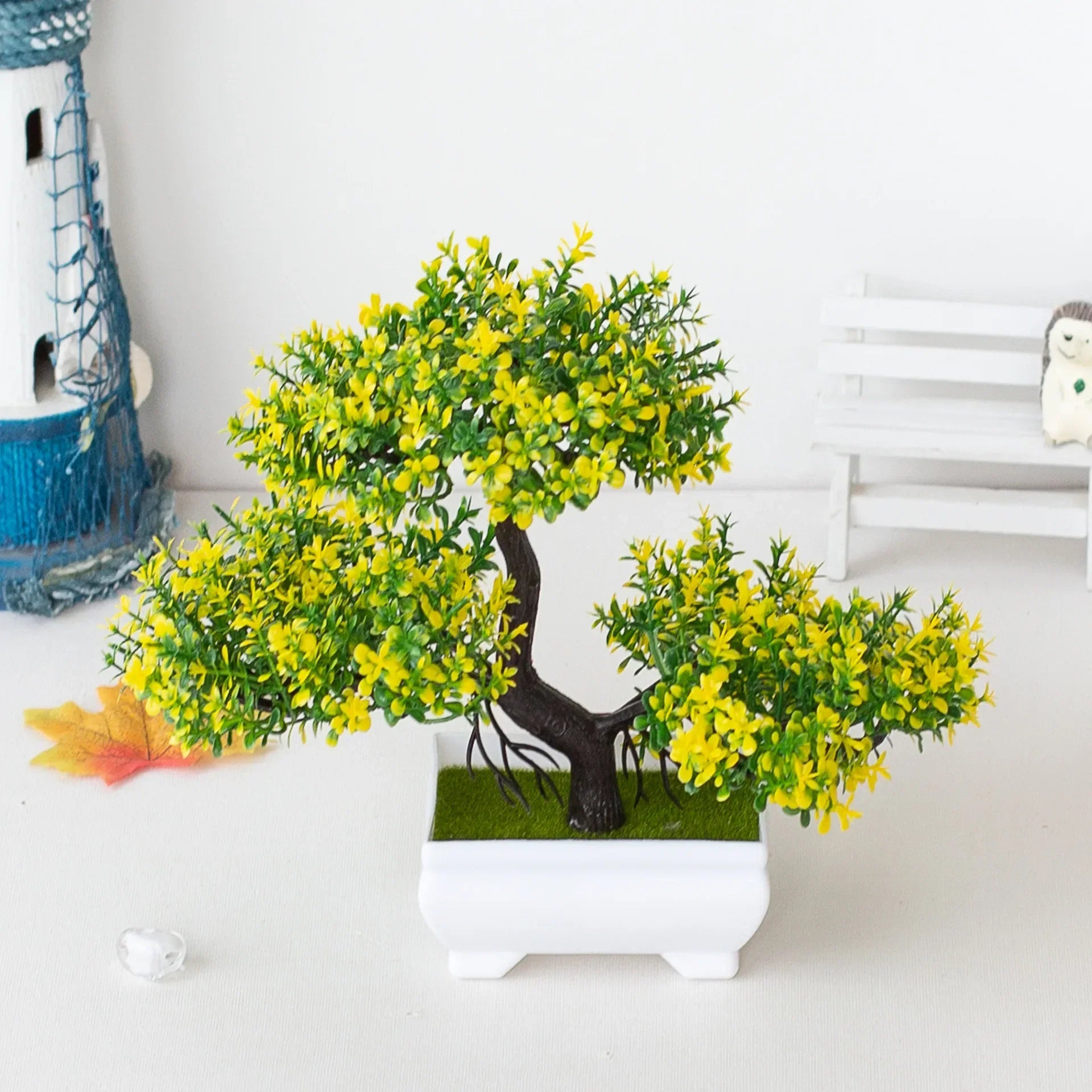 EZPZ Artificial Bonsai Tree Juniper Plant Home Indoor Decorations Green Fake Potted Plants