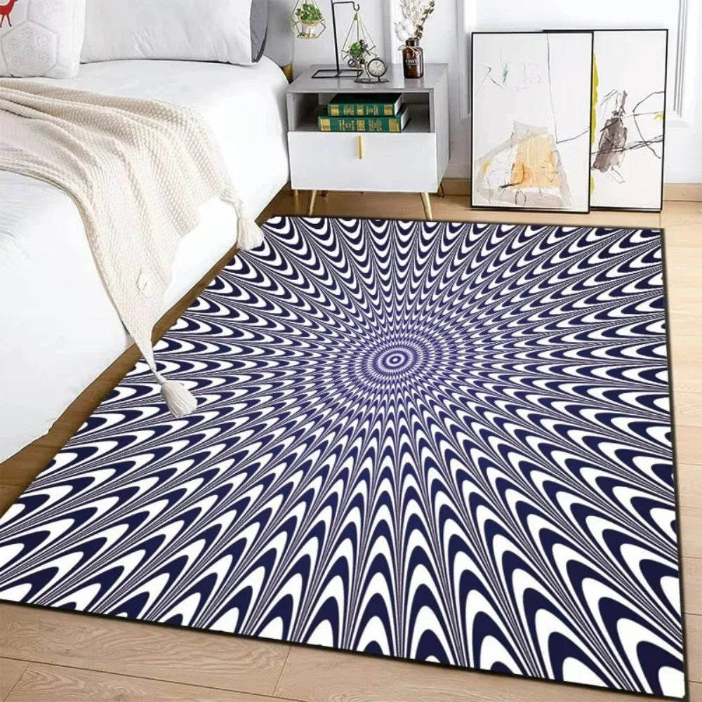 EZPZ 3D Vortex Illusion Carpet Rug for Living Room Decor Bedroom Area Floor Mat Abstract Geometric Optical Vertigo Carpet Non-slip