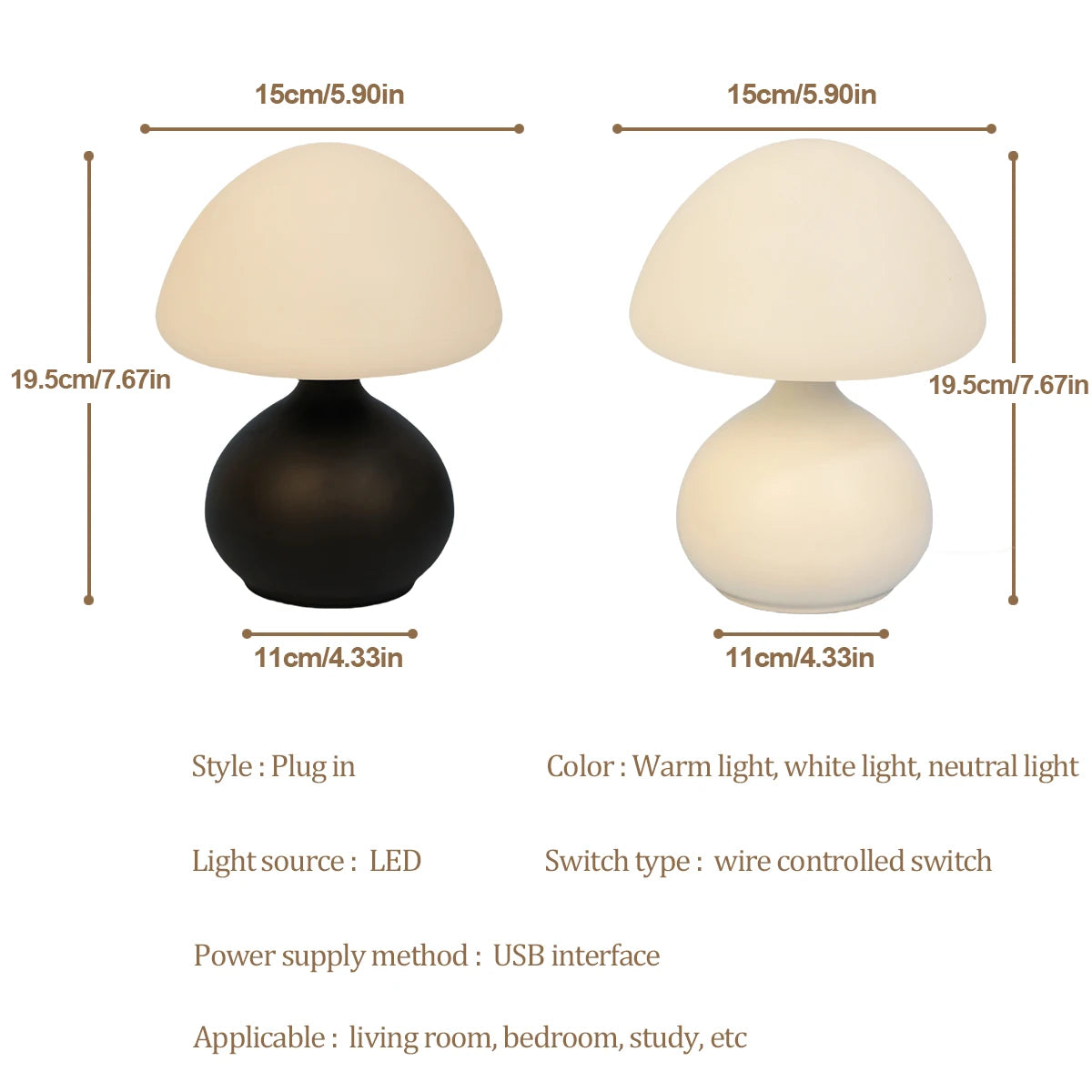 EZPZ Modern minimalist mushroom table lamp with three color switching and infinite dimming for home decoration atmosphere table lamp