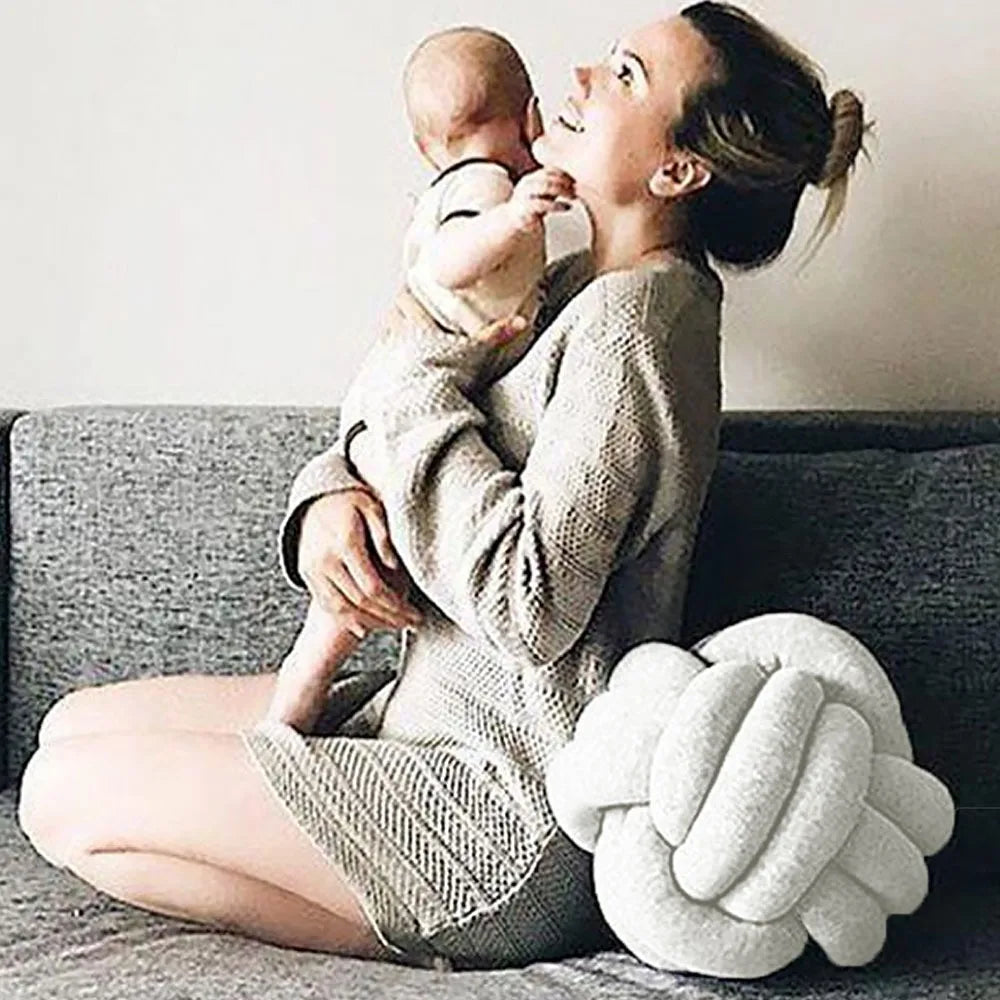 EZPZ Warm Nordic Style Round Pillow Cushion Velvet Knotted  Cushion Solid Baby Rest Sleep Dolls Stuffed Kid Adult Bedroom Decor