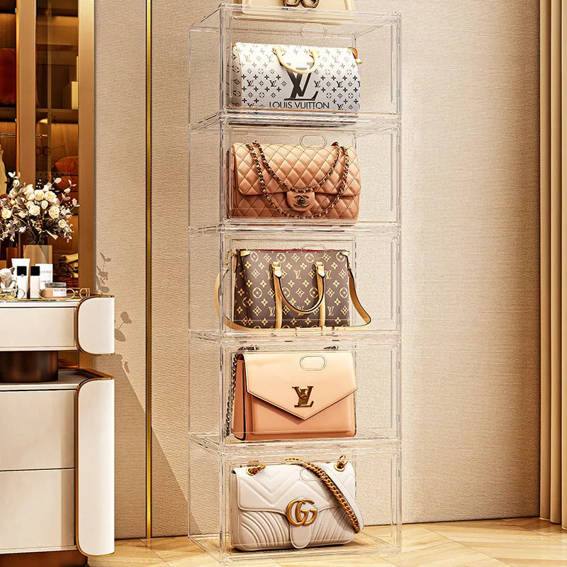 EZPZ Large Sneaker Organizer Box Thickened Transparent Shoe Box with Magnetic Closure Stackable Multi-Layer Shoe Storage Organizer