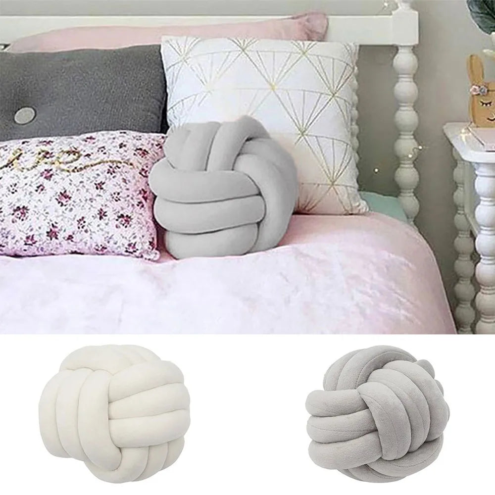 EZPZ Warm Nordic Style Round Pillow Cushion Velvet Knotted  Cushion Solid Baby Rest Sleep Dolls Stuffed Kid Adult Bedroom Decor
