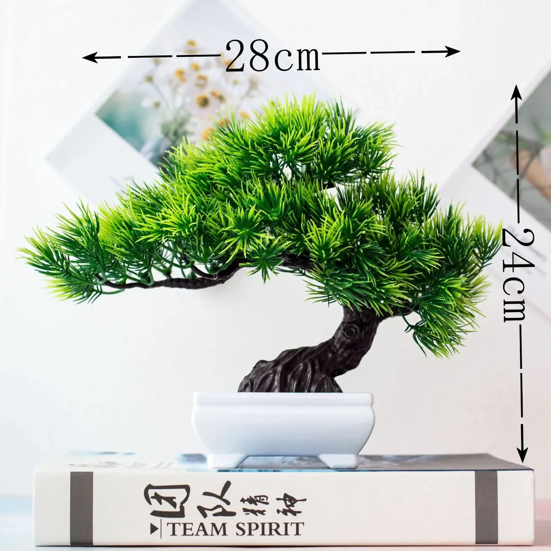 EZPZ Artificial Bonsai Tree Juniper Plant Home Indoor Decorations Green Fake Potted Plants