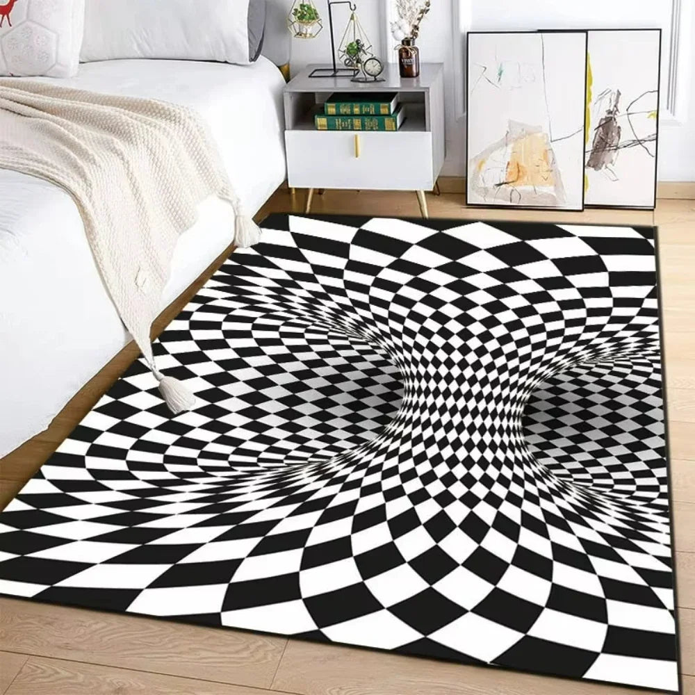 EZPZ 3D Vortex Illusion Carpet Rug for Living Room Decor Bedroom Area Floor Mat Abstract Geometric Optical Vertigo Carpet Non-slip