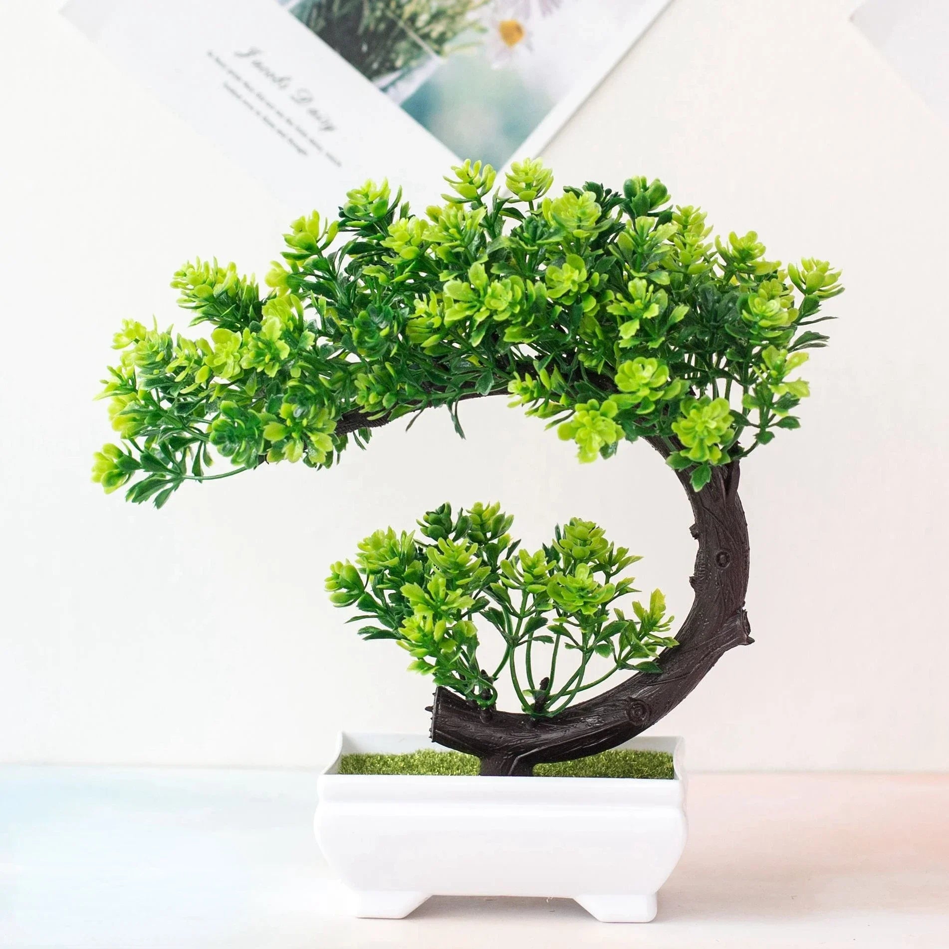 EZPZ Artificial Bonsai Tree Juniper Plant Home Indoor Decorations Green Fake Potted Plants