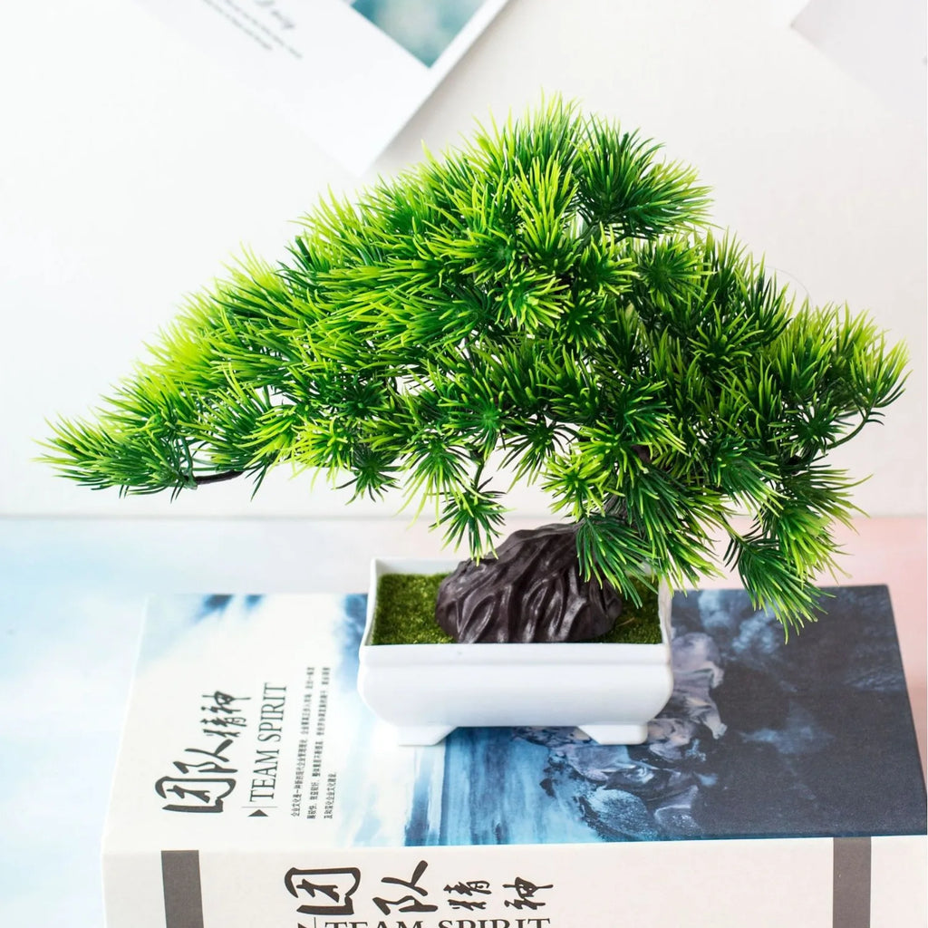 EZPZ Artificial Bonsai Tree Juniper Plant Home Indoor Decorations Green Fake Potted Plants