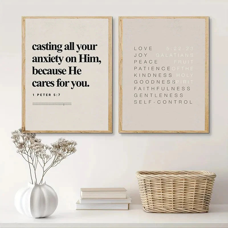 EZPZ Inspiring Modern Bible Proverbs Canvas Print Easter Christian Quotes Wall Art Poster Pictures for Modern Living Room H