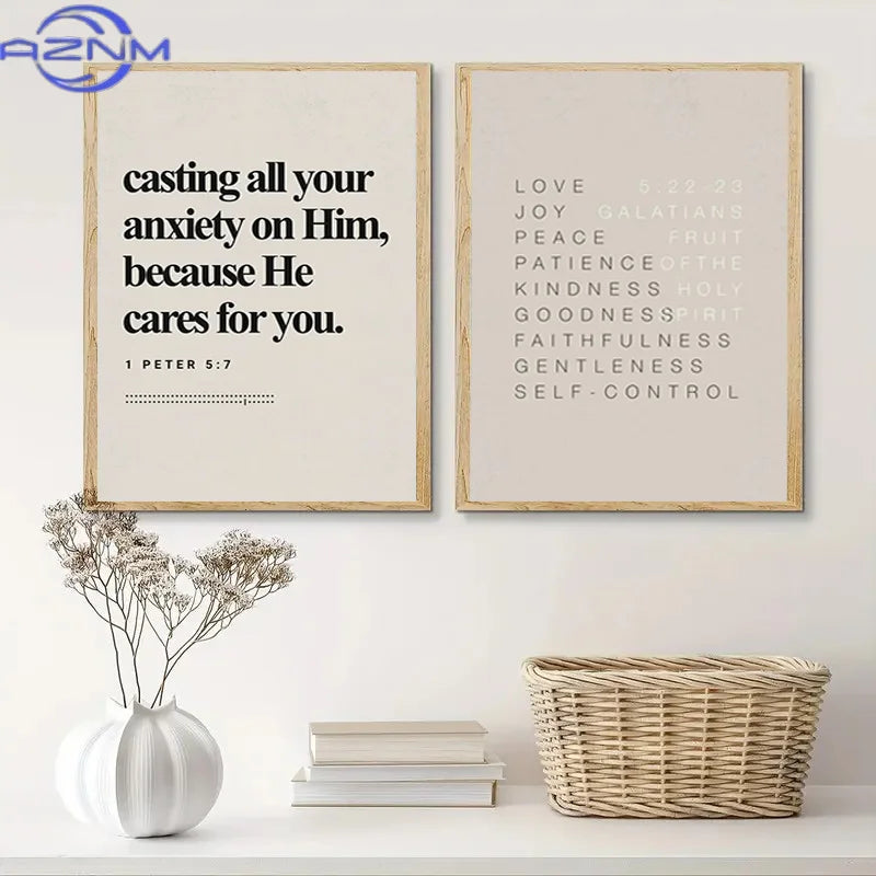 EZPZ Inspiring Modern Bible Proverbs Canvas Print Easter Christian Quotes Wall Art Poster Pictures for Modern Living Room H