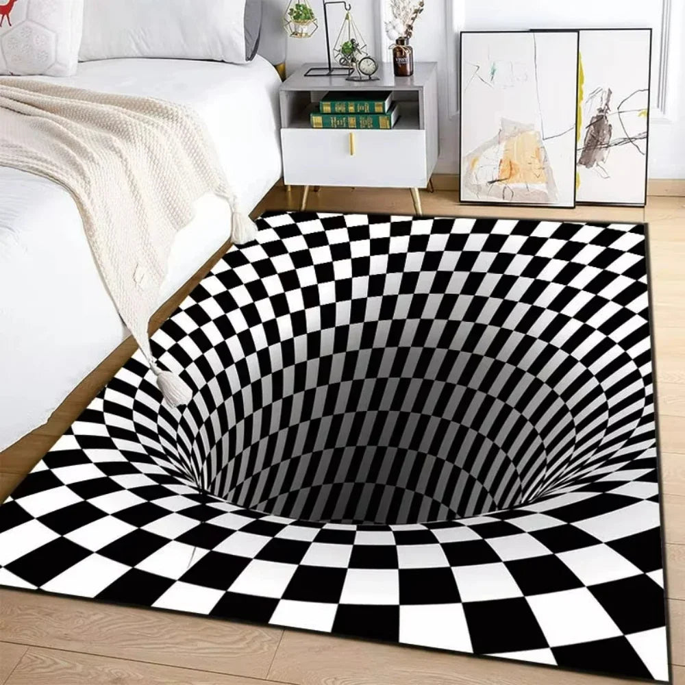 EZPZ 3D Vortex Illusion Carpet Rug for Living Room Decor Bedroom Area Floor Mat Abstract Geometric Optical Vertigo Carpet Non-slip