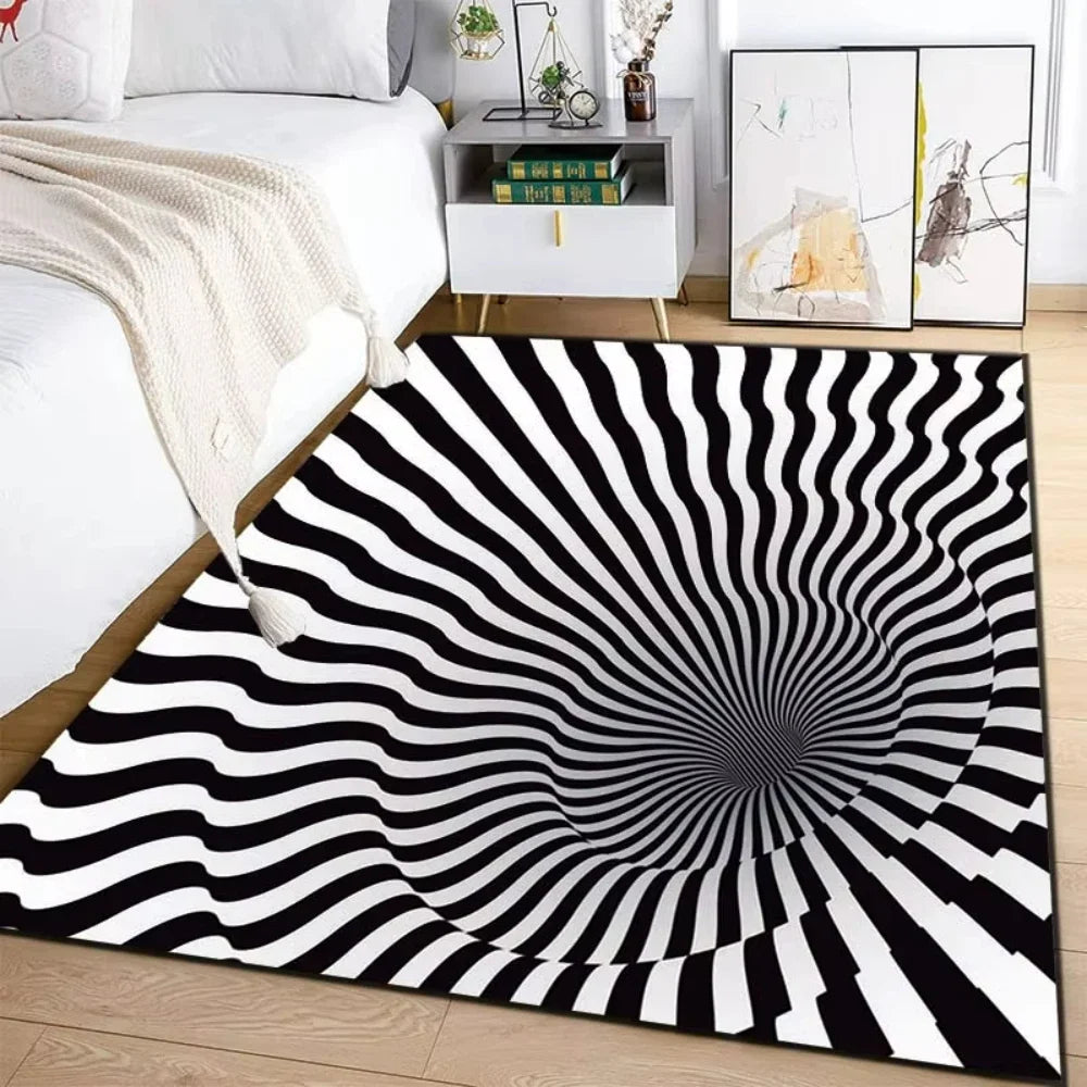 EZPZ 3D Vortex Illusion Carpet Rug for Living Room Decor Bedroom Area Floor Mat Abstract Geometric Optical Vertigo Carpet Non-slip