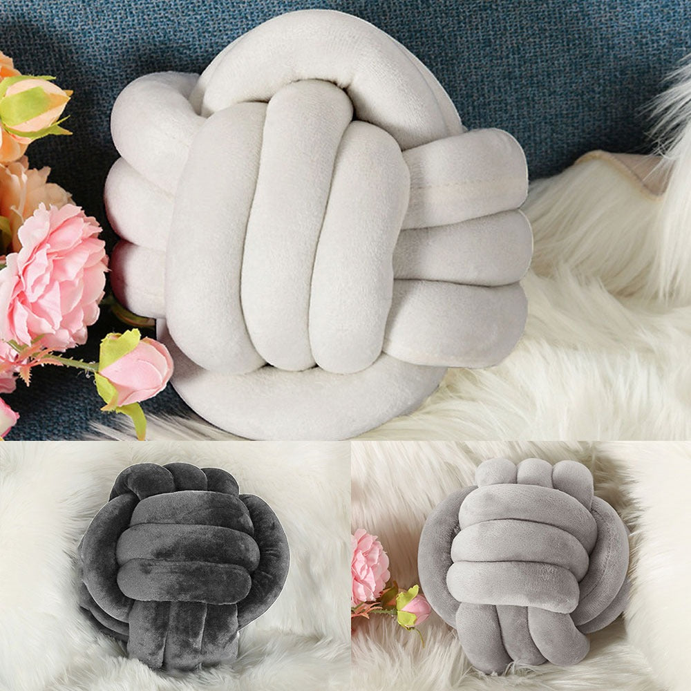 EZPZ Warm Nordic Style Round Pillow Cushion Velvet Knotted  Cushion Solid Baby Rest Sleep Dolls Stuffed Kid Adult Bedroom Decor