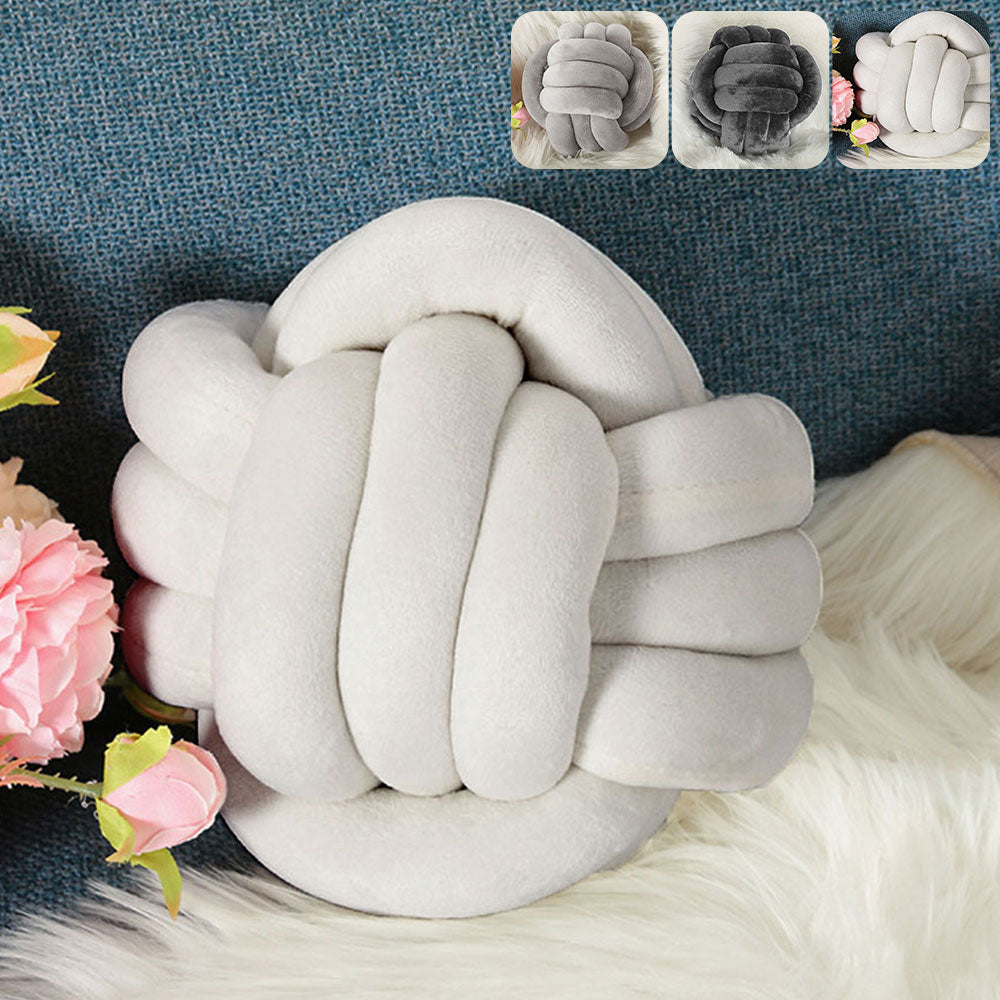 EZPZ Warm Nordic Style Round Pillow Cushion Velvet Knotted  Cushion Solid Baby Rest Sleep Dolls Stuffed Kid Adult Bedroom Decor